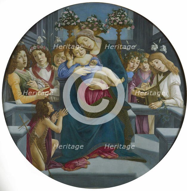 Virgin and child with John the Baptist as a Boy and Angels, . Creator: Botticelli; Sandro (1445-1510).