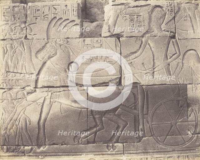 Karnak (Thèbes), Enciente du Palais - Détailes de Sculptures au Point N, 1851-52, printed 1853-54. Creator: Félix Teynard.