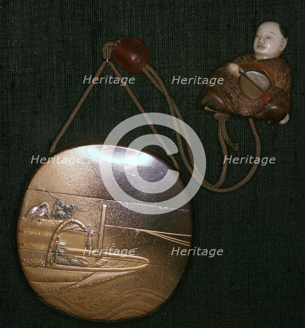 Japanese Netsuke and purse, 19th century. Artist: Unknown