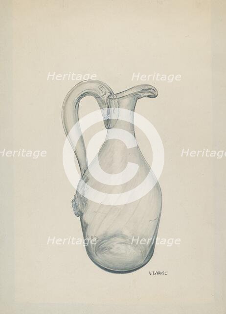Clear Glass Cruet, c. 1941. Creator: V. L. Vance.