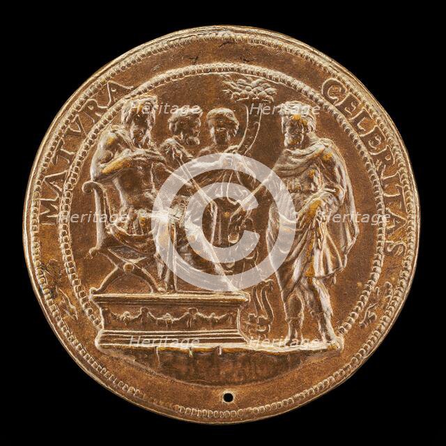 A Prince Receiving a Man with a Bridle [reverse], 1530/1531. Creator: Antonio Vicentino.