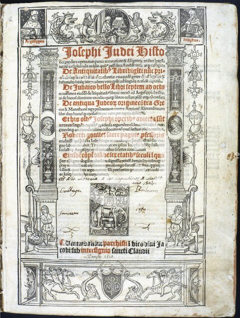 Cover of 'Josephi Judei Historici', parchment of the time by Josephus Flavius (37 AD-100 AD), 1510. Creator: Josefo, Flavio (37dC- 100 dC).
