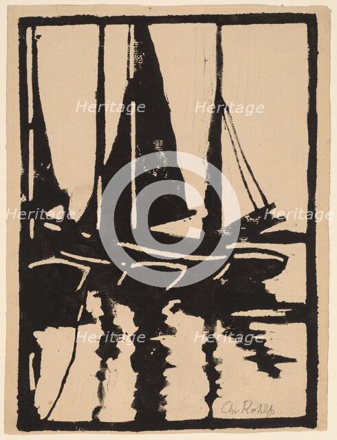 Sailboats in the Harbor, 1905-1910. Creator: Christian Rohlfs.
