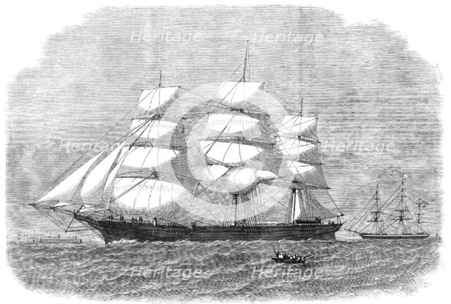 The ship Glad Tidings, with a cargo of American cotton, entering the port of Liverpool, 1865. Creator: Smyth.