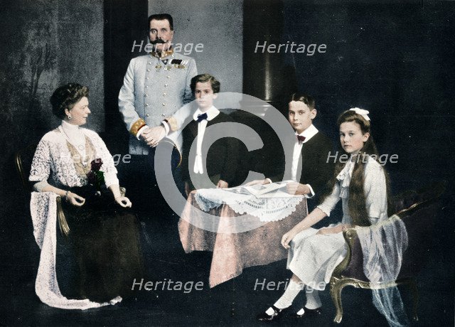Murdered Archduke Francis Ferdinand with his wife and children, c1910. Artist: Unknown.