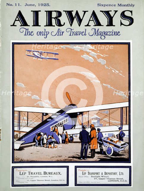 Loading a biplane with passengers and luggage at Croydon Aerodrome, London. Artist: Unknown