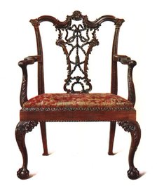 Mahogany ribbon back chair, 1906. Artist: Shirley Slocombe.