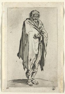 The Beggars: Beggar without Hat or Shoes , c. 1623. Creator: Jacques Callot (French, 1592-1635).