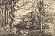 View on a River with a Castle on an Island, 1553. Creator: Hans Sebald Lautensack.