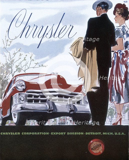 Poster advertising a Chrysler, 1950. Artist: Unknown