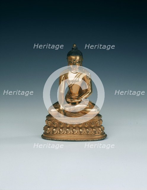 Gilt brass seated Sakyamuni Buddha, Tibet, 17th century. Artist: Unknown