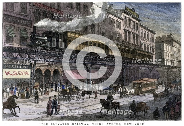 'The Elevated Railway, Third Avenue, New York', 1879. Artist: Unknown