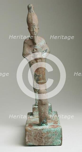 Group Figurine of Osiris Facing a Squatting Goddess (image 2 of 2), 26th-31st Dynasty (664-332 BCE). Creator: Unknown.