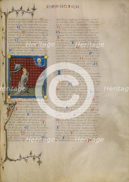 David Pointing to His Mouth, about 1360-1370. Creator: Master of Jean de Mandeville.