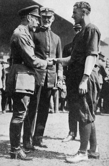 King George V receiving a American soldier who had been playing baseball, c 1910s (1936). Artist: Unknown
