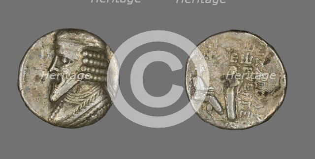 Tetradrachm (Coin) Portraying King Gotarzes, 40-51. Creator: Unknown.