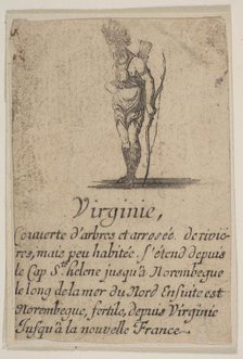 Virginia, from 'Game of Geography' (Jeu de la Géographie), 1644. Creator: Stefano della Bella.