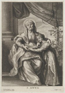 The education of the Virgin, with Saint Anne seated on a bench looking upwards and ..., ca. 1645-78. Creator: Cornelis van Caukercken.