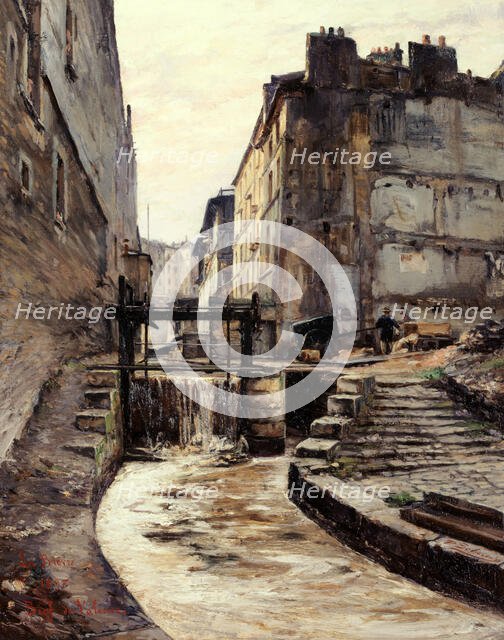 The Bievre running through rue de Valence, 1897. Creator: Paul Schaan.