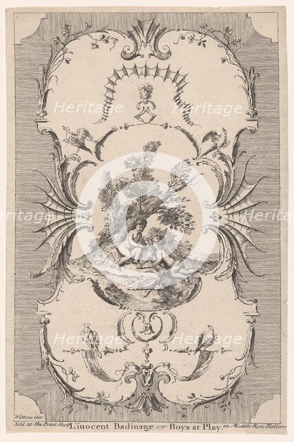Design for Wallpaper "L'Innocent Badinage, or Boys at Play", ca. 1745-50., ca. 1745-50. Creator: Paul Sandby.