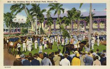The walking ring at Hialeah Park Racecourse, Miami, Florida, USA, 1938. Artist: Unknown