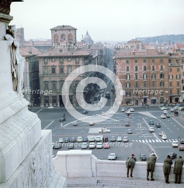 Piazza Venezia from monument of Victor Emmanuel II of Italy, 19th century Artist: Unknown