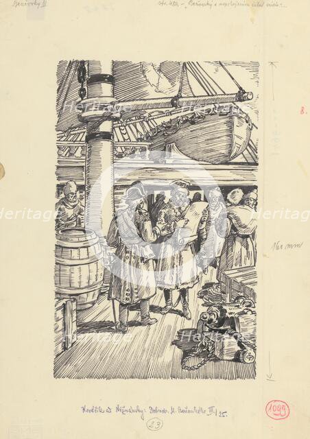 16.- Benovsky read the inventory with satisfaction, 1953. Creator: Andrej Kovacik.