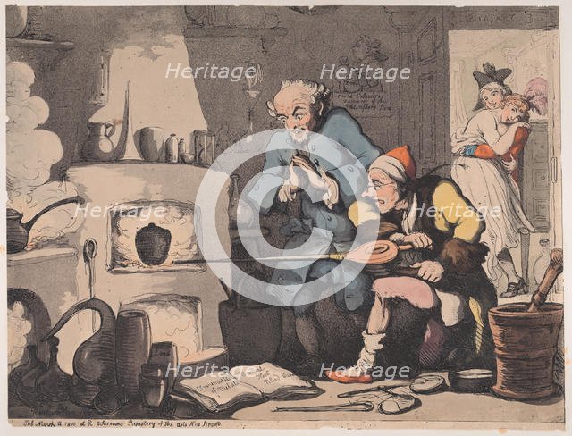 Hocus Pocus, or Searching for the Philosopher's Stone, March 12, 1800., March 12, 1800. Creator: Thomas Rowlandson.