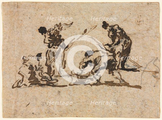 Farmers and Fisherman Working, 18th century. Creator: Francesco Guardi (Italian, 1712-1793).