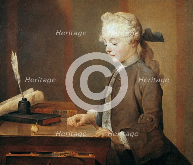 Portrait of Auguste Gabriel Godefroy (A Child with a Teetotum), 1741. Creator: Chardin, Jean-Baptiste Siméon (1699-1779).