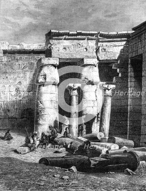 'Court with remainders of a Christian Church, Medinet-Habou', 1881. Artist: Unknown