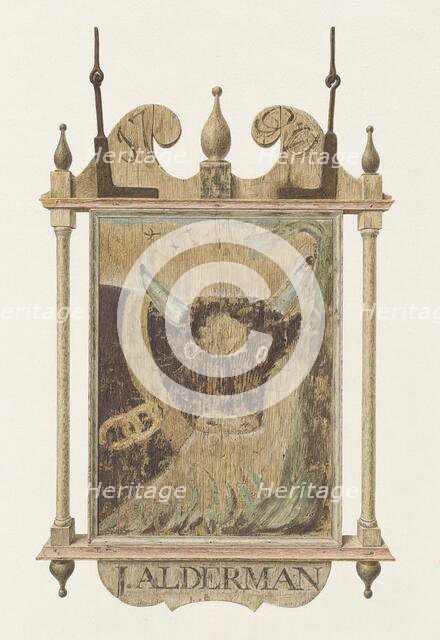 J. Alderman's Tavern Sign, c. 1940. Creator: John Matulis.