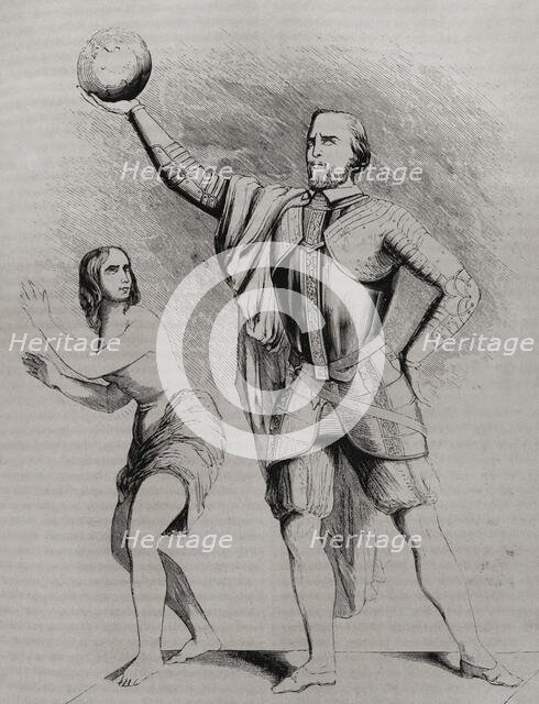 Christopher Columbus, (1451-1506), Navigator, cartographer and admiral, 1853.  Creator: Antonio Roca Sallent.