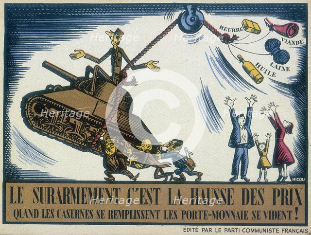 De Gaulle depicted as a warmonger, 1950. Artist: Unknown