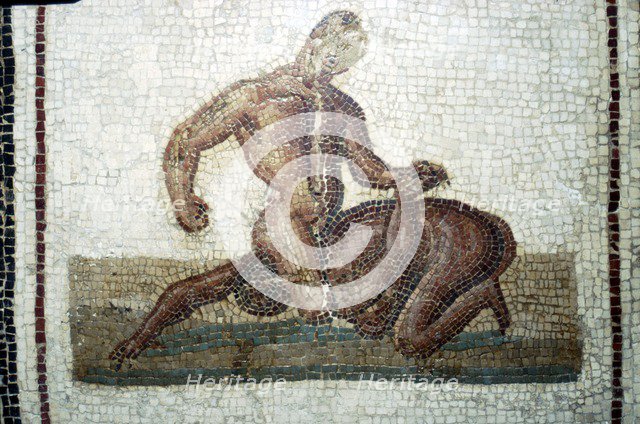 Roman Mosaic Wrestlers, c2nd-3rd century. Artist: Unknown.