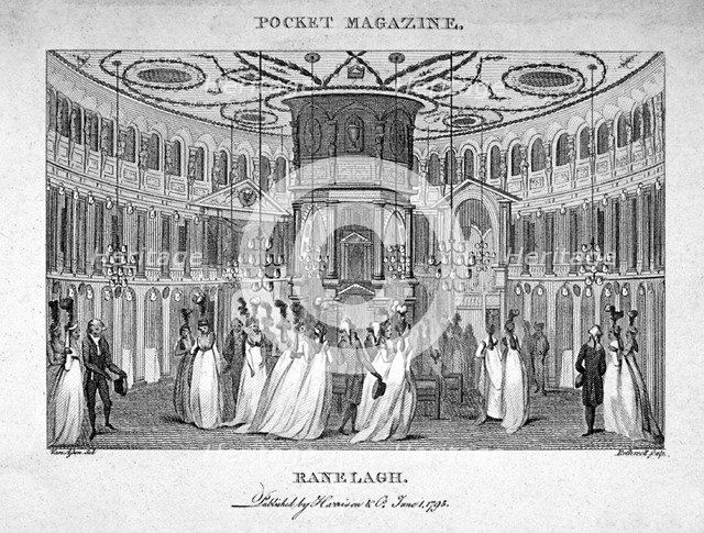 Interior view of figures in the Rotunda in Ranelagh Gardens, Chelsea, London, 1795.                  Artist: Thomas Rothwell