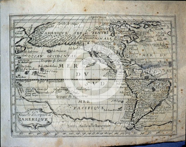 Map of the Americas', French engraving of 1667.