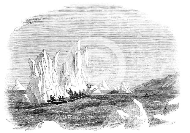 Destruction of a Skin-Boat by the Falling of an Iceberg, 1856.  Creator: Unknown.