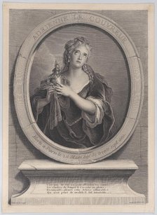 Portrait of Adrienne Lecouvreur as Cornelia in Corneille's "La Mort de Pompée", 1730. Creator: Pierre Imbert Drevet.