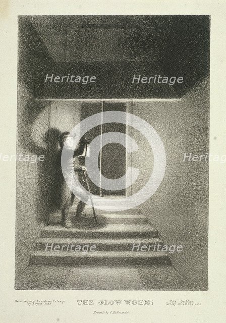 'The Glow Worm'; a watchman with his lantern in Lansdown Passage, Westminster, London, c1820. Artist: George Hayter