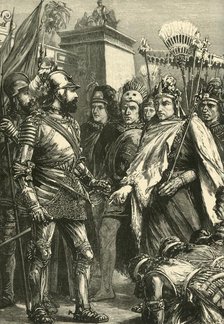 'Reception of Cortes by Montezuma', 1519, (1890).   Creator: Unknown.