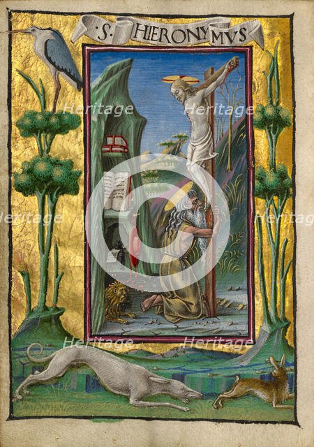 Saint Jerome in the Desert; Gualenghi-d'Este Hours, about 1469. Creator: Taddeo Crivelli.