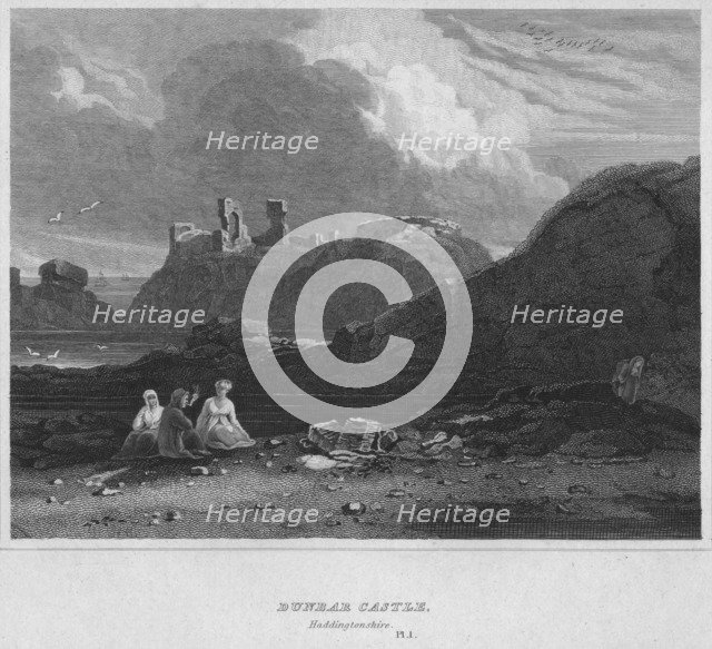 'Dunbar Castle, Haddingtonshire', 1814. Artist: John Greig.