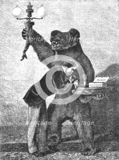 'The Bear Trophy at Marlborough House; the Bear was shot in Russia by H.R.H. The Prince..., 1891. Creator: Unknown.