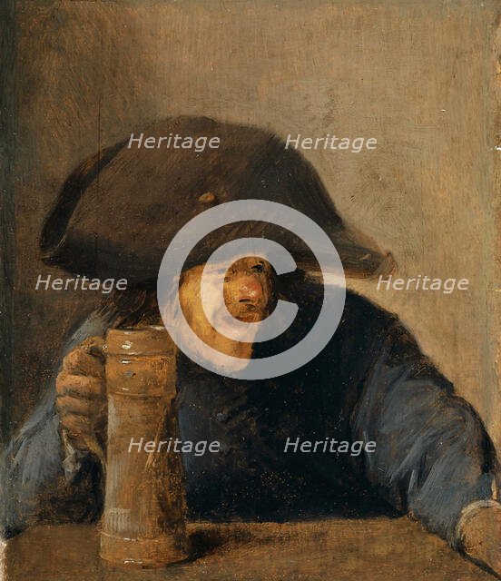 Peasant with Bicorne and Tankard , c.1630. Creator: Brouwer, Adriaen (c.1605-1638).