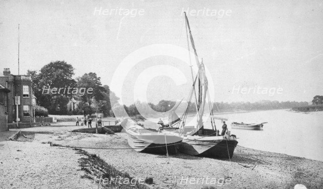 Thames barges at Mortlake, London, c1860-c1887. Artist: Henry Taunt