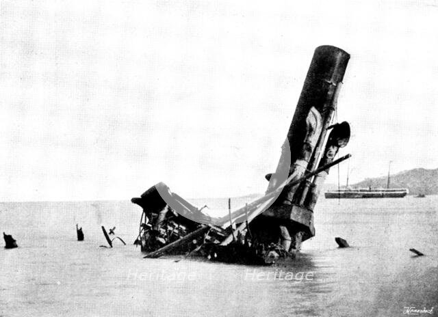 The War in Eastern Asia: the last of the Chinese cruiser "Yangwai", 1895. Creator: George Meisenbach.