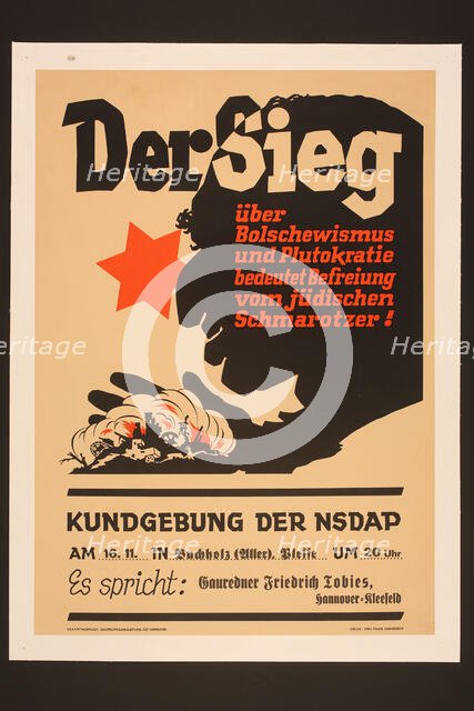 Victory over Bolshevism and plutocracy means being freed from the Jewish parasite!, c1939. Creator: Anonymous.