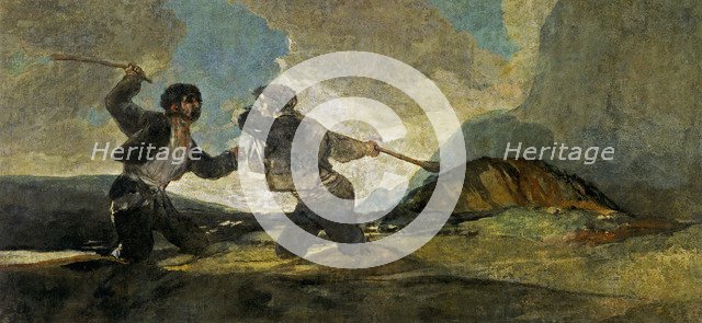Fight with Cudgels. Artist: Goya, Francisco, de (1746-1828)