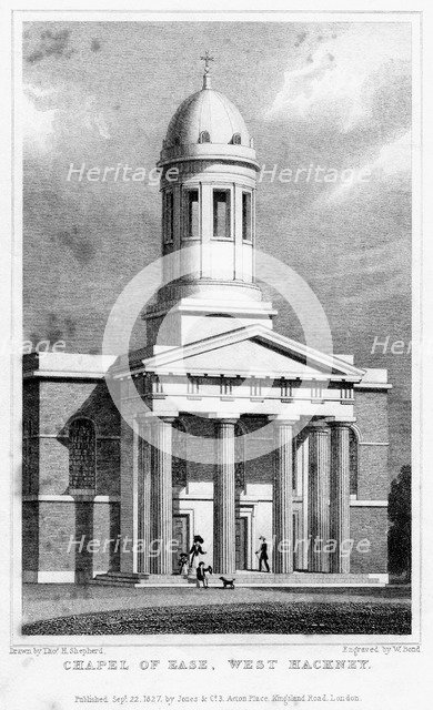 Chapel of ease, West Hackney, London, 1827.Artist: W Bond
